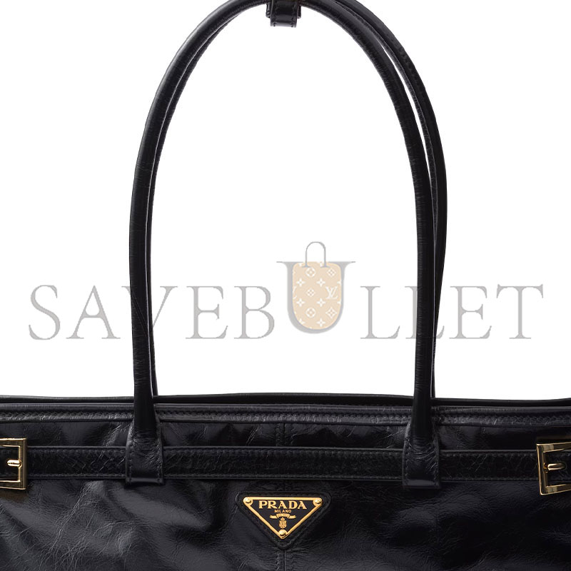 Pra*a bonnie extra large leather handbag 1ba439 (42*30*12cm)